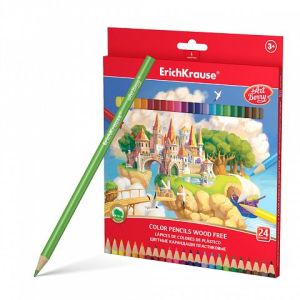 Цветные карандаши пластиковые ArtBerry® трехгранные, грифель 3 мм, 24 цвета