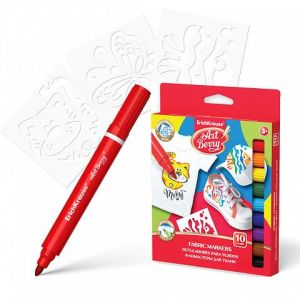 Фломастеры для ткани ArtBerry® 10 цветов с 3 раскрасками