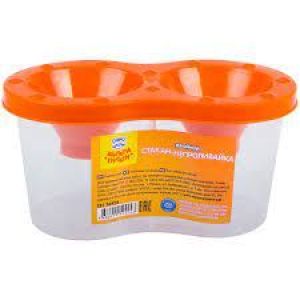 Стакан - непроливайка двойной Мульти-Пульти, с крыш.,оранж. СН_14424