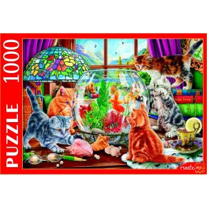 ПАЗЛЫ 1000 элементов. Ф1000-0753 КОТЯТА У АКВАРИУМА