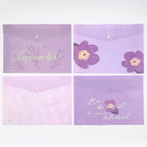 Папка на кнопке пласт. А4 ЛАВАНДА арт.JL-D0054