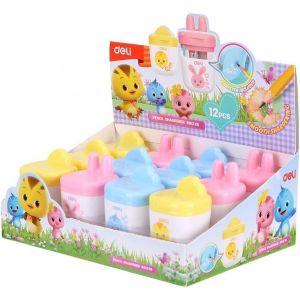 Точилка контейнер DELI 1отв. ER01300 ассорти Милота