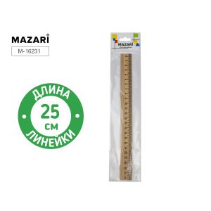 Линейка деревянная 25 см, ОПП-упаковка