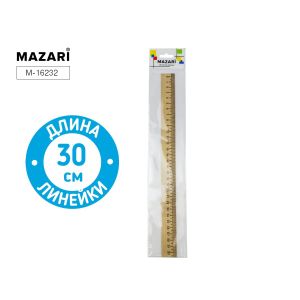 Линейка деревянная 30 см, ОПП-упаковка