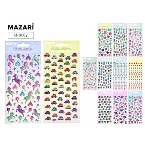 Наклейки декоративные, 9.5*20.5 см, 12 дизайнов, ОПП-упаковка