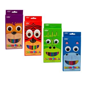 Карандаши цветные Yalong 12 цв., «Веселые зверята» пластиковые, шестигранные, заточенные.