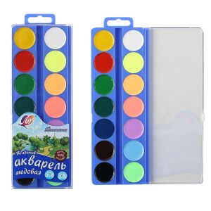 Акварель « Луч » Фантазия 14цв медовая, без кисти, пластиковая коробка
