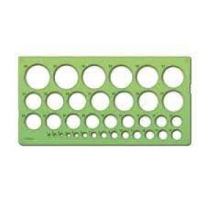 Трафарет окружностей СТАММ 1-36мм, пластиковый, зеленый,  ТТ-21