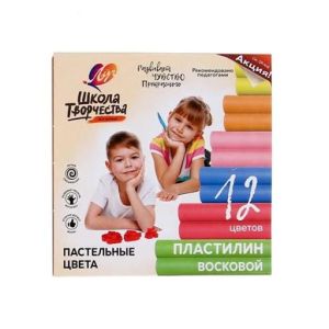 Пластилин Луч «Школа творчества» 12цв 252г восковой со стеком