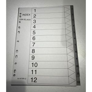 Разделитель индексный 12 разд., серые, (100компл/уп), ИР289-12