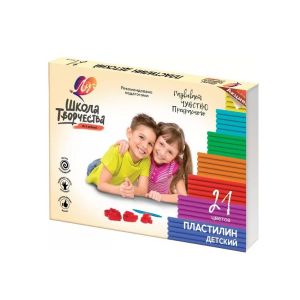 Пластилин Луч «Школа творчества» 21цв 498г восковой со стеком
