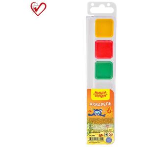Акварель Мульти Пульти медовая 6 цветов,без кисти,пластик.упак. 10702