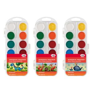 Акварель 24цв. медов.Гамма «Мультики» б/кисти