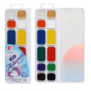 Акварель «Волшебная палитра» 12 цветов без кисти с европодвесом