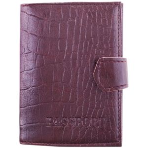 Обложка для паспорта иск.кожа,бордовый,крокодил 222067