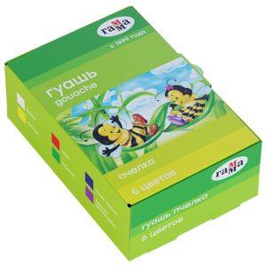 Гуашь Гамма «Пчелка», 06 цветов, 20мл, картон. упак.