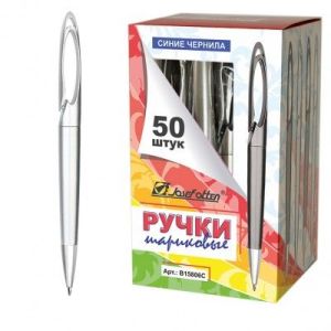 Ручка «Серебро»,автомат, пластик, синий стержень 0,7мм В15806С