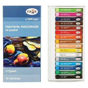 Пастель масляная Гамма «Студия», 16 цветов, картон. упак.