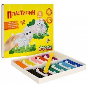 Пластилин «Каляка-Маляка» 12цв 180г. со стеком. в карт. упак.