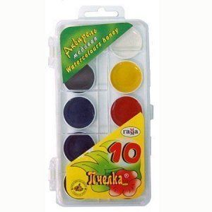 Акварель 10цв. медов. Гамма «Пчёлка» б/кисти 212038