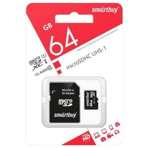 micro SDXC  Smartbuy 64GB карта памяти  Class  10-+SD Adapter