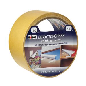 Клейкая лента двухсторонняя 50мм*10м,основа - полипропилен UNIBOB
