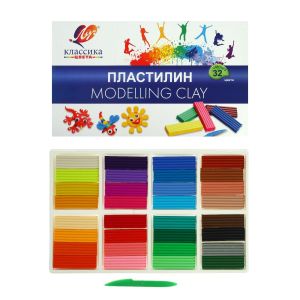 Пластилин 32цв. 640гр. Классика, со стеком 31С 2065-08  Луч