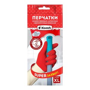 Перчатки хозяйственные латексные БИКОЛОР XL/,белый+красный/  Komfi