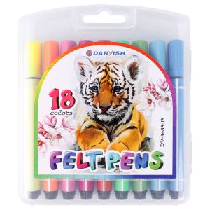 Фломастеры 18цв «Darvish» в пенале треугольные толстые