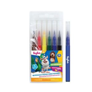 342479   Фломастеры-кисточки, 6 цв, пвх+карт БУБА Умка