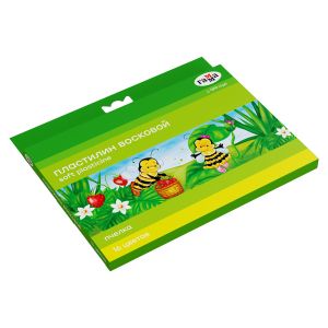 Пластилин Гамма «Пчелка», 16 цветов, восковой, со стеком, картон, европодвес