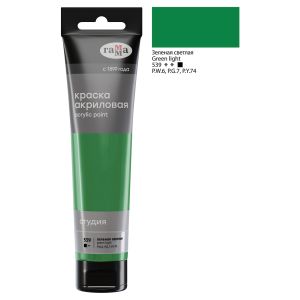 Краска акриловая художественная Гамма «Студия», 110мл, пластиковая туба, зеленая светлая