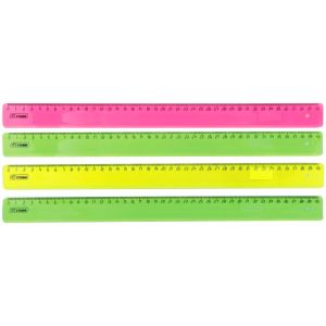 Линейка 40см СТАММ «Neon Cristal», пластиковая, ассорти