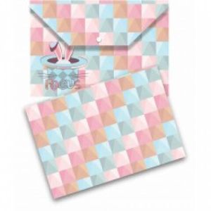 Папка-конверт с кнопкой А4,«Фокус», пластик, 180 мкм. 2313