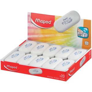 Ластик «EPURE»овальной формы, белый, мягкий, в дисплее