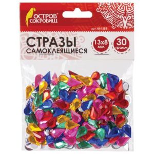 Стразы самокл. Остров Сокровищ «Капля» 13*8мм 30г 5цв. 661388