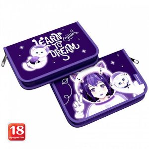 Пенал-книжка с наполнением ErichKrause 135x205x30мм Space Anime