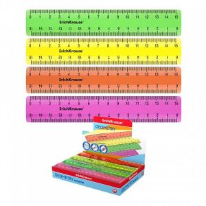Линейка пластиковая ErichKrause Neon, 15см, ассорти