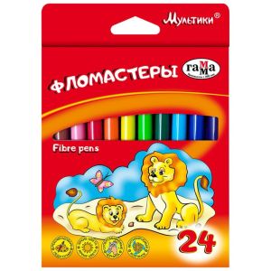 Фломастеры Гамма «Мультики», 24цв., смываемые, картон. упаковка, европодвес