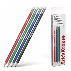 Чернографитный карандаш пластиковый ErichKrause Classic triangle, трехгранный, с ластиком, HB