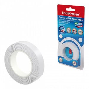 Двусторонняя клейкая лента на вспененной основе ErichKrause, белый, 1ммx12ммx2м