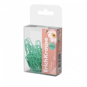 Скрепки металлические с виниловым покрытием ErichKrause Pastel Bloom, 28мм, Mint