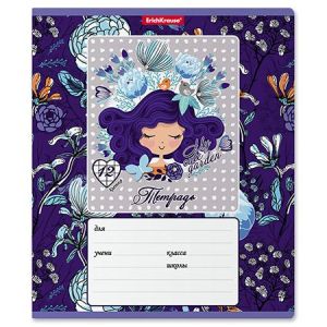 Тетрадь школьная ученическая ErichKrause Bluecurl, 12 листов, клетка