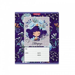 Тетрадь школьная ученическая ErichKrause Bluecurl, 12 листов, линейка