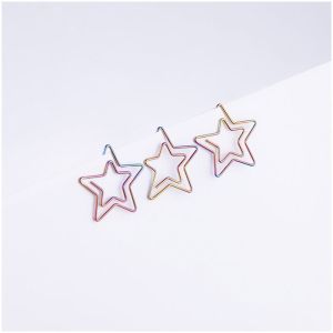 Скрепки фигурные 25мм, Meshu «Stars», 6шт., пакет с европодвесом