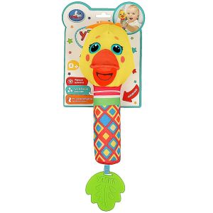 359099Текстильная игрушка погремушка  - пищалка уточка Умка