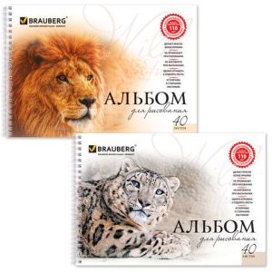 Альбом для рисования А4 40л, «Благородн.кошки.» гребень, Brauberg