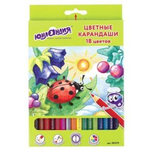 Карандаши цветные Юнландия  «В гостях у букашек» 18цв. 181379