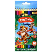 Карандаши 12цв.Creativiki КЦ12КР,шестигранные, деревянные, картонная упаковка, европодвес
