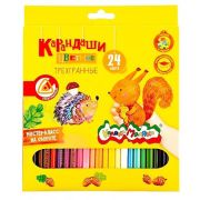 Набор цветных карандашей Каляка-Маляка 24 цв. трехгран. корп. дерев. карт.уп.